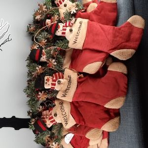 Bulk 24 Snowman Stocking Ornaments Pine Berries Welcome Hanging Wreath Decor